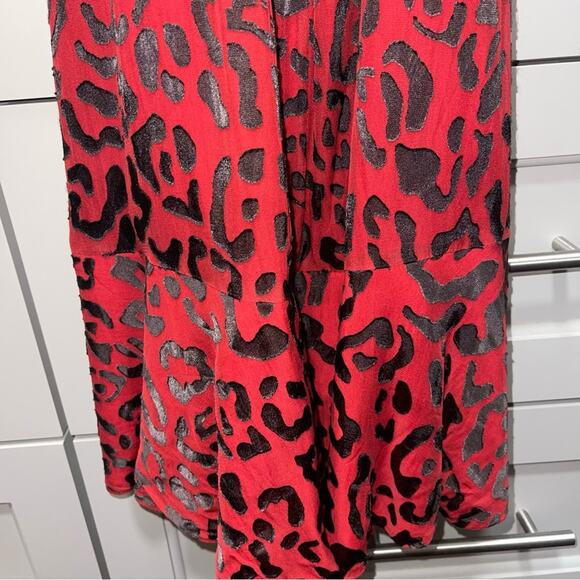 ALICE + OLIVIA Brooks Leopard Animal Print Fit & Flare Red Dress Size 4 - Picture 9 of 11